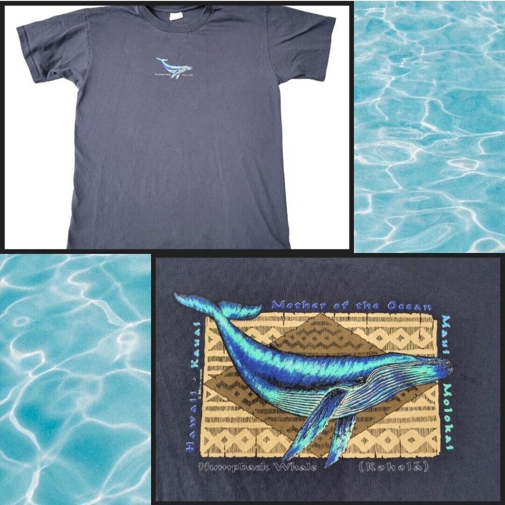 Vintage Single‎ Stitch Anvil Large T Shirt Humpback Whale Hawaii Graphic Anvil